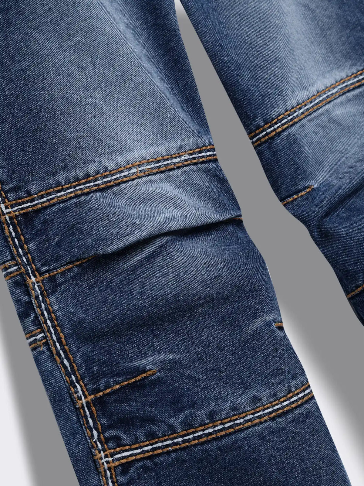 Boys Washed Denim Jeans with Heavy Contrast Topstitch Detailing