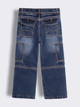 Boys Washed Denim Jeans with Heavy Contrast Topstitch Detailing