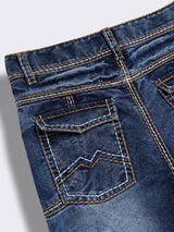 Boys Washed Denim Jeans with Heavy Contrast Topstitch Detailing