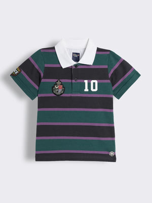 Boys Half-Sleeve Striped Polo T-shirt