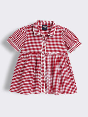 Girls Checked Gingham Peplum Top