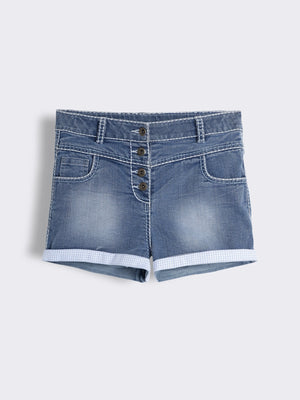 Girls Denim Shorts With Signature Stitching
