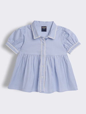 Girls Checked Gingham Peplum Top