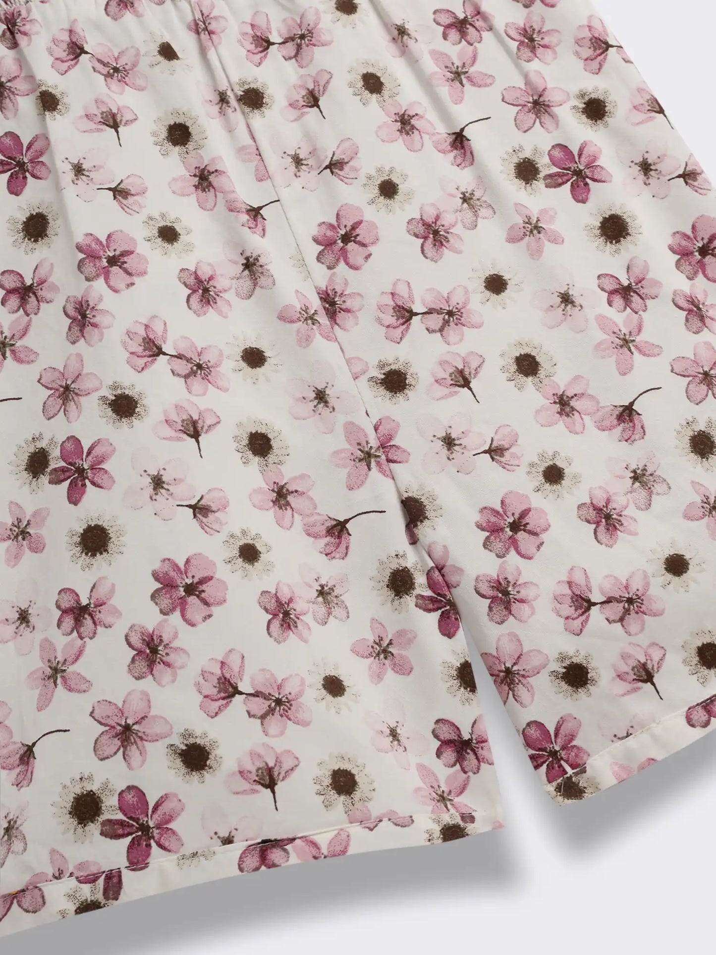 Girls Print Knit Playsuit with Smocking Detail
