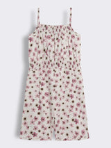 Girls Print Knit Playsuit with Smocking Detail