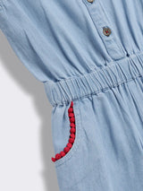 Girls Denim Playsuit with Embroidery