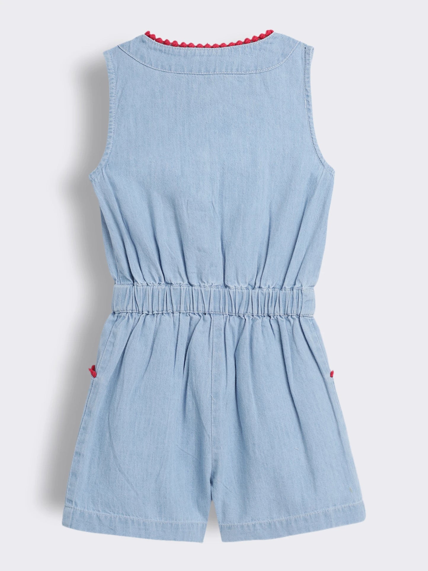 Girls Denim Playsuit with Embroidery