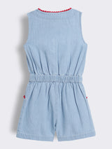 Girls Denim Playsuit with Embroidery