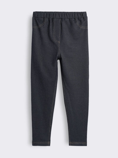 Girls Skinny Fit Denim Look Knit Jeggings with Elasticated Waist