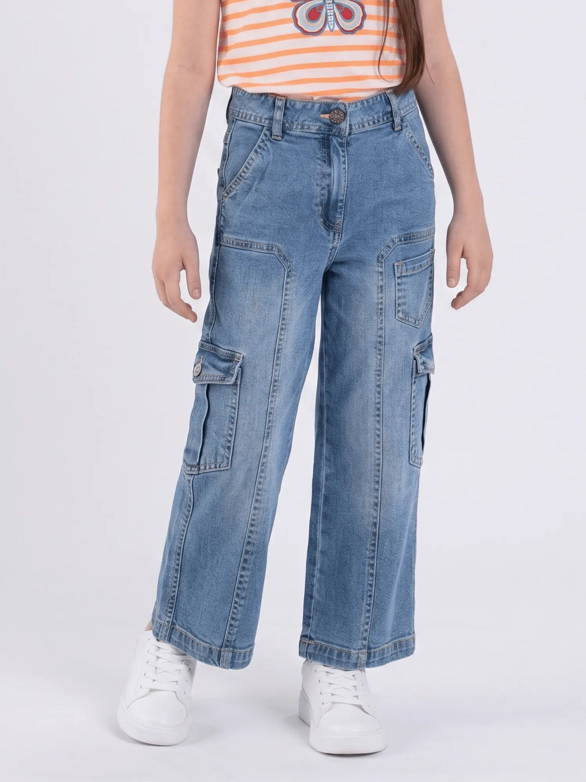 Girls Denim Cargo Jeans