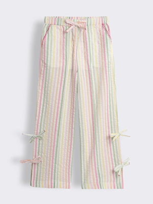 Girls Cotton Striped Trousers