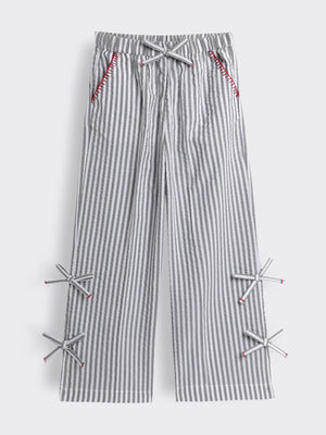Girls Cotton Striped Trousers