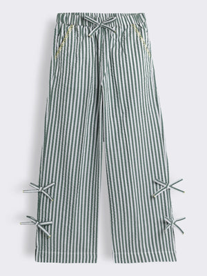 Girls Cotton Striped Trousers