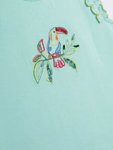 Girls Cotton Knit Sleeveless Top with Embroidery and Frill Detail