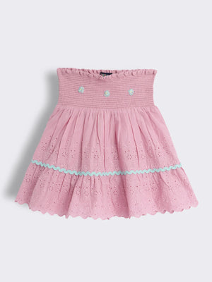 Girls Smocked Embroidered Schiffli Skirt 