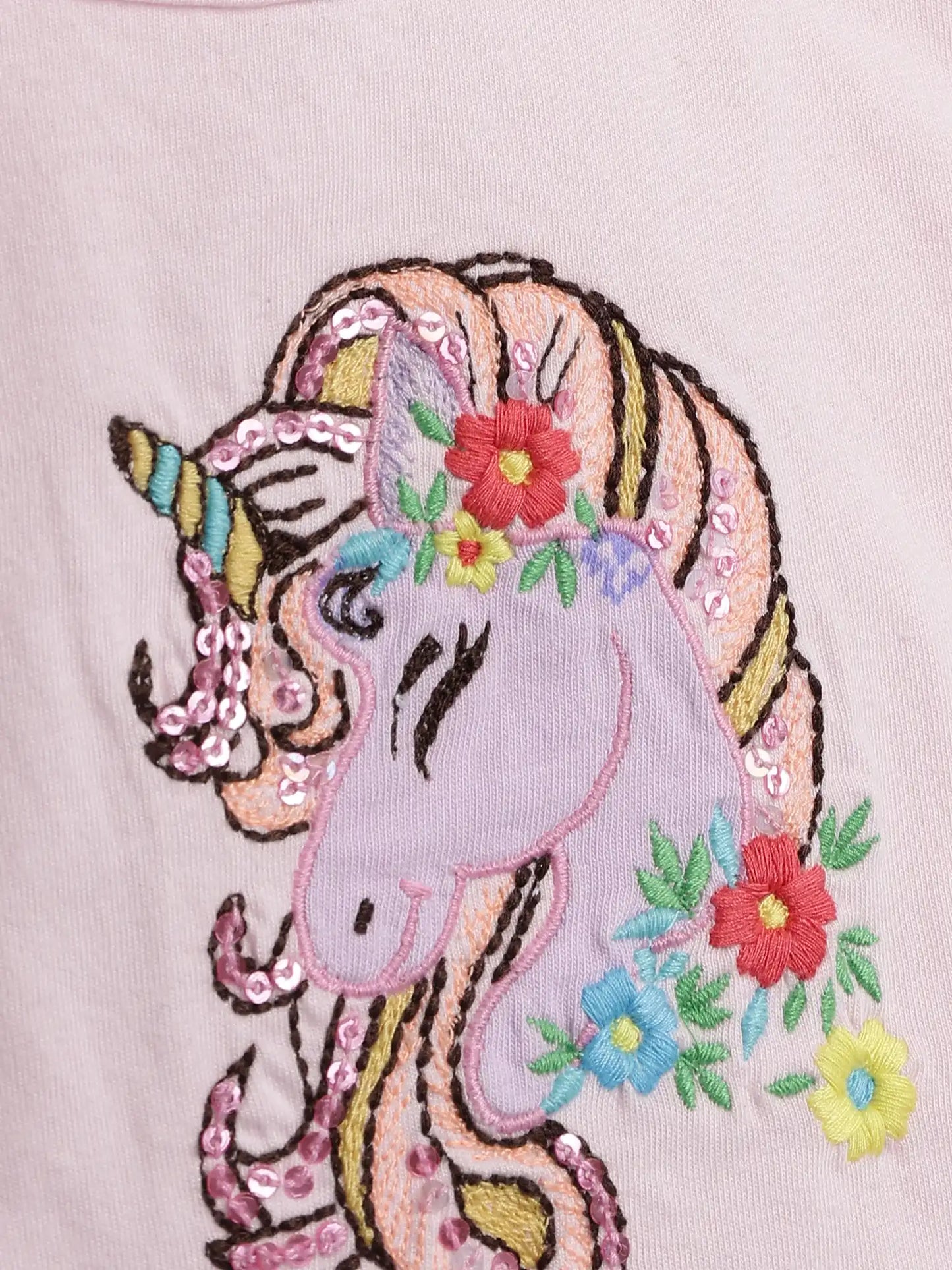 Toddler Girls Unicorn Applique Embroidery Peplum Top with Flap Pockets Cotton Shorts 2-Piece Outfit Set