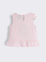 Toddler Girls Unicorn Applique Embroidery Peplum Top with Flap Pockets Cotton Shorts 2-Piece Outfit Set