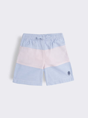 Toddler Boys Oxford Chambray Colour Block Shorts
