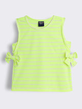 Girls Striped Sleeveless T-shirt with Floral Embroidered Denim Straight-Fit Jeans 2-Piece Outfit Set