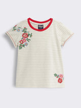Girls Half Sleeve Striped T-Shirt with Cotton Skirts 2-Piece Outfit Set