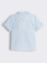Girls Embroiderd Cotton Gingham Check Top With Denim Shorts with Pearl Detailing 2-Piece Outfit Set