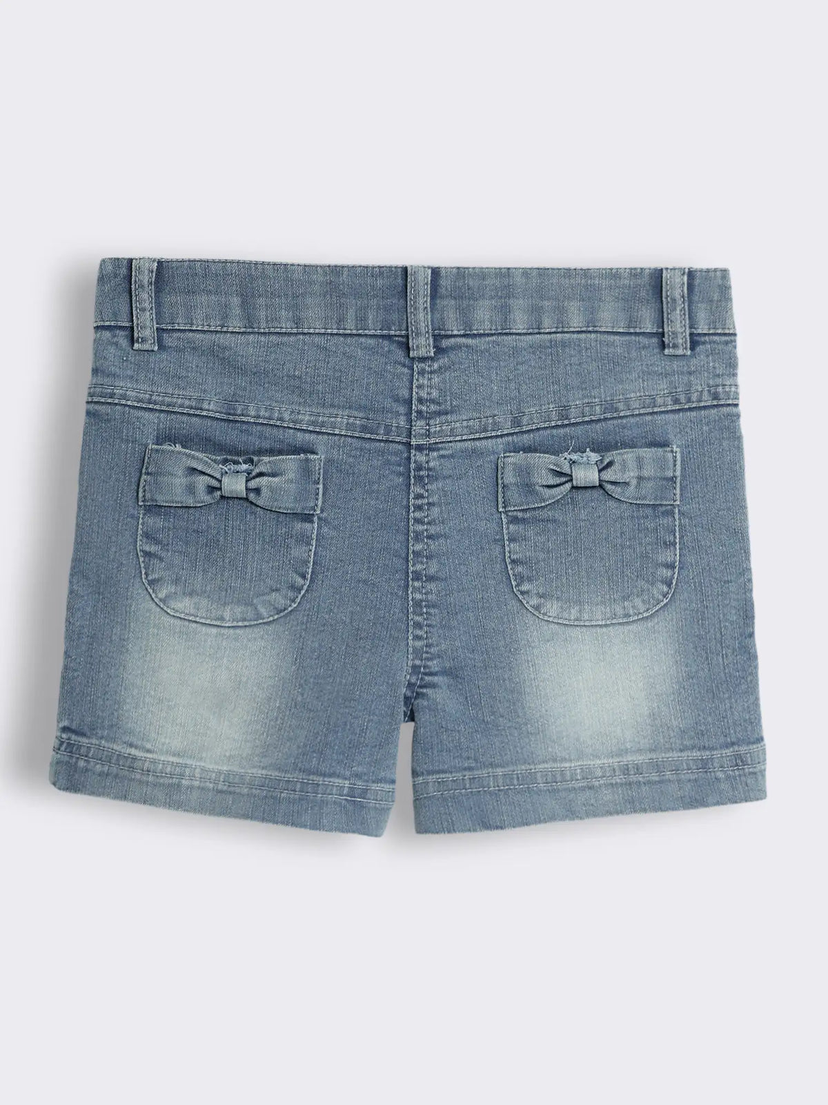 Girls Embroiderd Cotton Gingham Check Top With Denim Shorts with Pearl Detailing 2-Piece Outfit Set