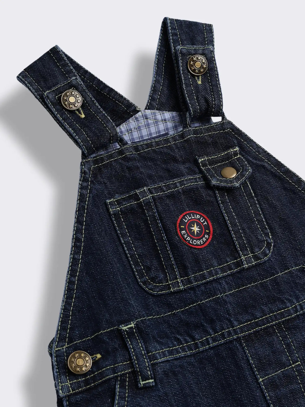 Toddler Boys Denim Dungaree with Striped T-Shirt and Appliqué Detailing 2-Piece Outfit Set