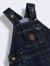 Toddler Boys Denim Dungaree with Striped T-Shirt and Appliqué Detailing 2-Piece Outfit Set