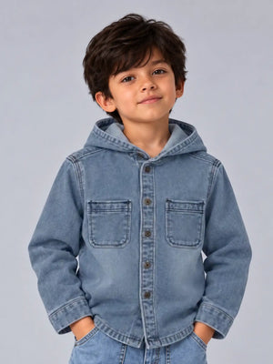 Toddler Boys Hooded Denim Shacket