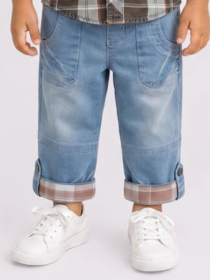 Toddler Boys Straight Fit Roll Up Denim Jeans