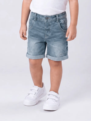 Toddler Boys Light Washed Denim Bermuda Shorts with Pocket Detailing