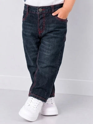 Toddler Boys Straight Fit Denim Jeans with Contrast Stitching