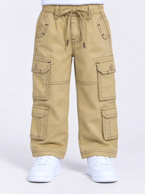 Toddler Boys Elasticated Waistband Cotton Trousers with Pockets
