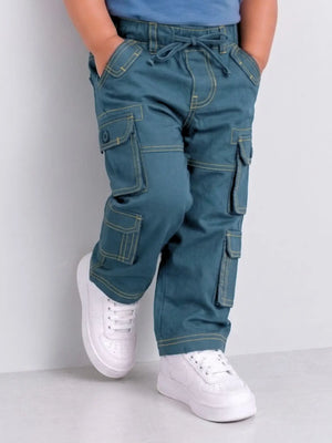Toddler Boys Elasticated Waistband Cotton Trousers with Pockets