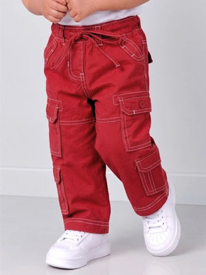 Toddler Boys Elasticated Waistband Cotton Trousers with Pockets