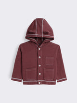 Baby Boys Herringbone Knit Hooded Jacket and Wide Leg Pants 2-Piece Outfit Set