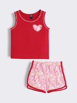 Toddler Girls Cotton Nightwear Set Sleeveless Top with Printed Shorts