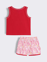 Toddler Girls Cotton Nightwear Set Sleeveless Top with Printed Shorts