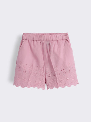 Toddler Girls Cotton Schiffli Shorts