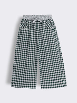 Toddler Girls Gingham Check Wide Leg Pants