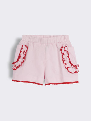 Toddler Girls Cotton Knit Shorts with Embroidery