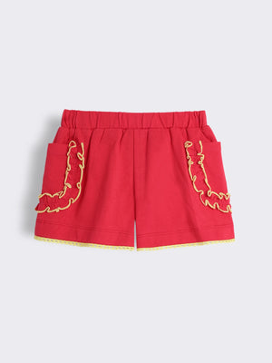 Toddler Girls Cotton Knit Shorts with Embroidery