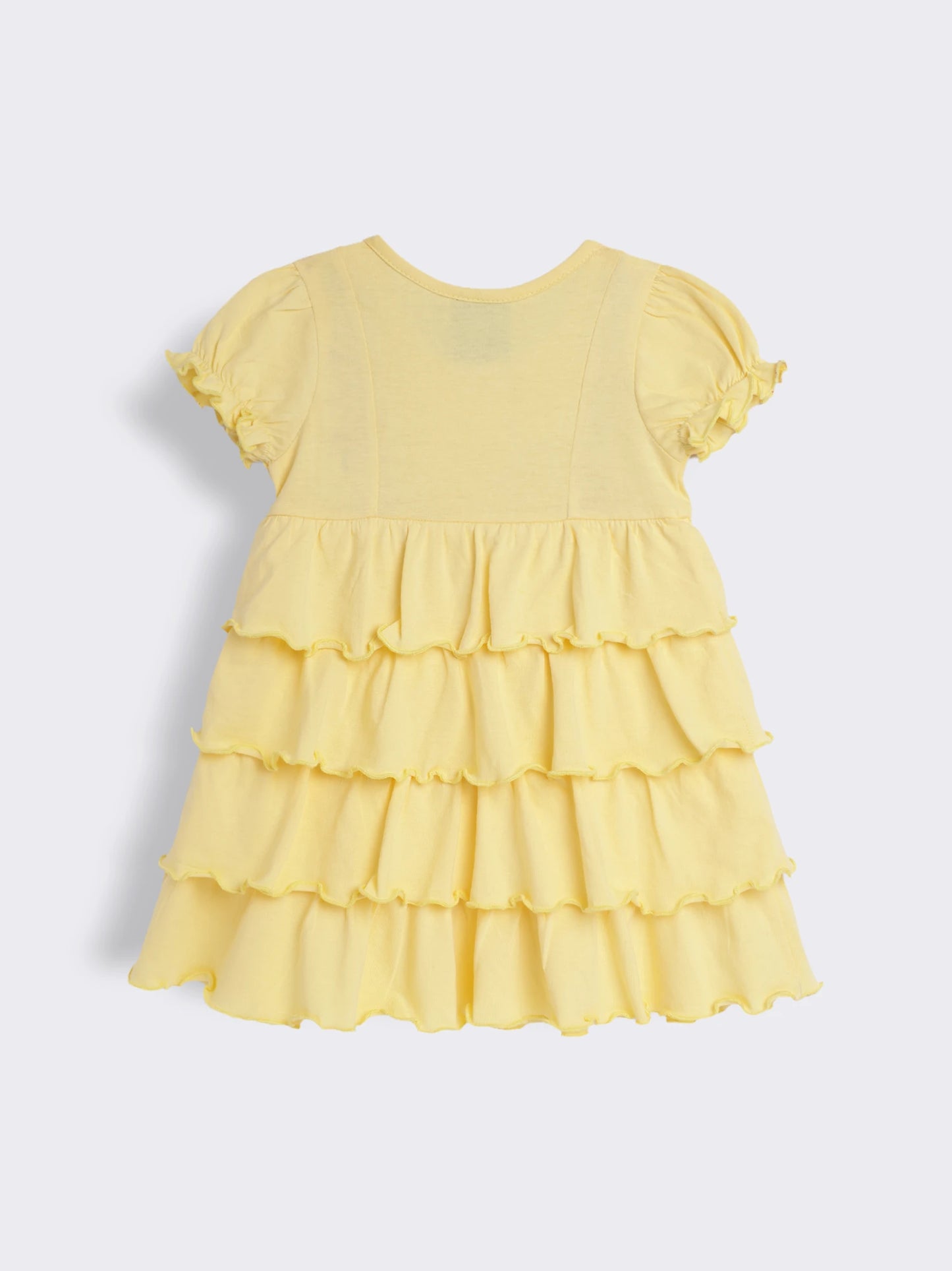 Toddler Girls Tiered Cotton Knit Dress with Floral Embroidery