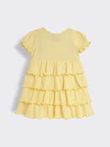 Toddler Girls Tiered Cotton Knit Dress with Floral Embroidery