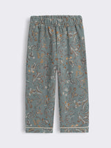 Girls Cotton Fleece Full Sleeve Nightwear Set with Solid Shirt, Printed Pockets and Paisley Printed Pyjama