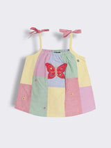 Toddler Girls Cotton Patchwork Top and Shorts with Embroidery