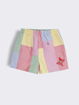 Toddler Girls Cotton Patchwork Top and Shorts with Embroidery