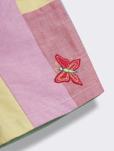 Toddler Girls Cotton Patchwork Top and Shorts with Embroidery
