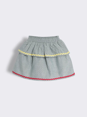 Toddler Girls Cotton Chambray Dobby Tiered  Skirt