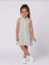 Toddler Girls Knee-Length Halter Neck Cotton Dress with Collar